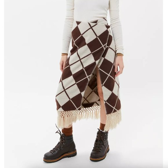 House Of Sunny Blanca Fringe Wrap Midi Skirt - Picture 1 of 8